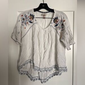 Knox Rose White Blouse with Colorful Embroidery